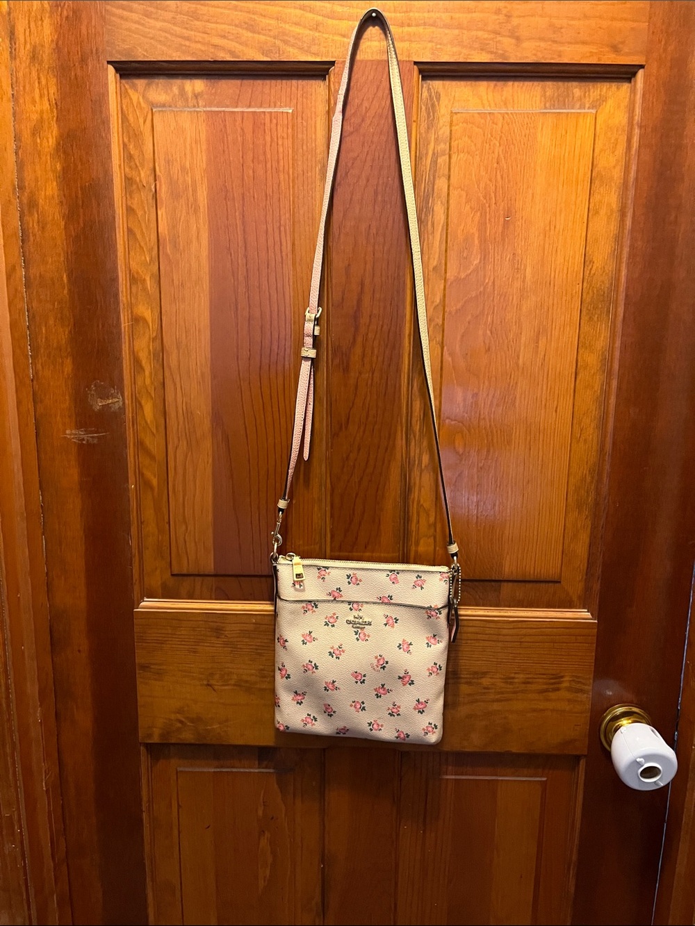 Coach Floral Cream Crossbody Bag with Adjustable Strap